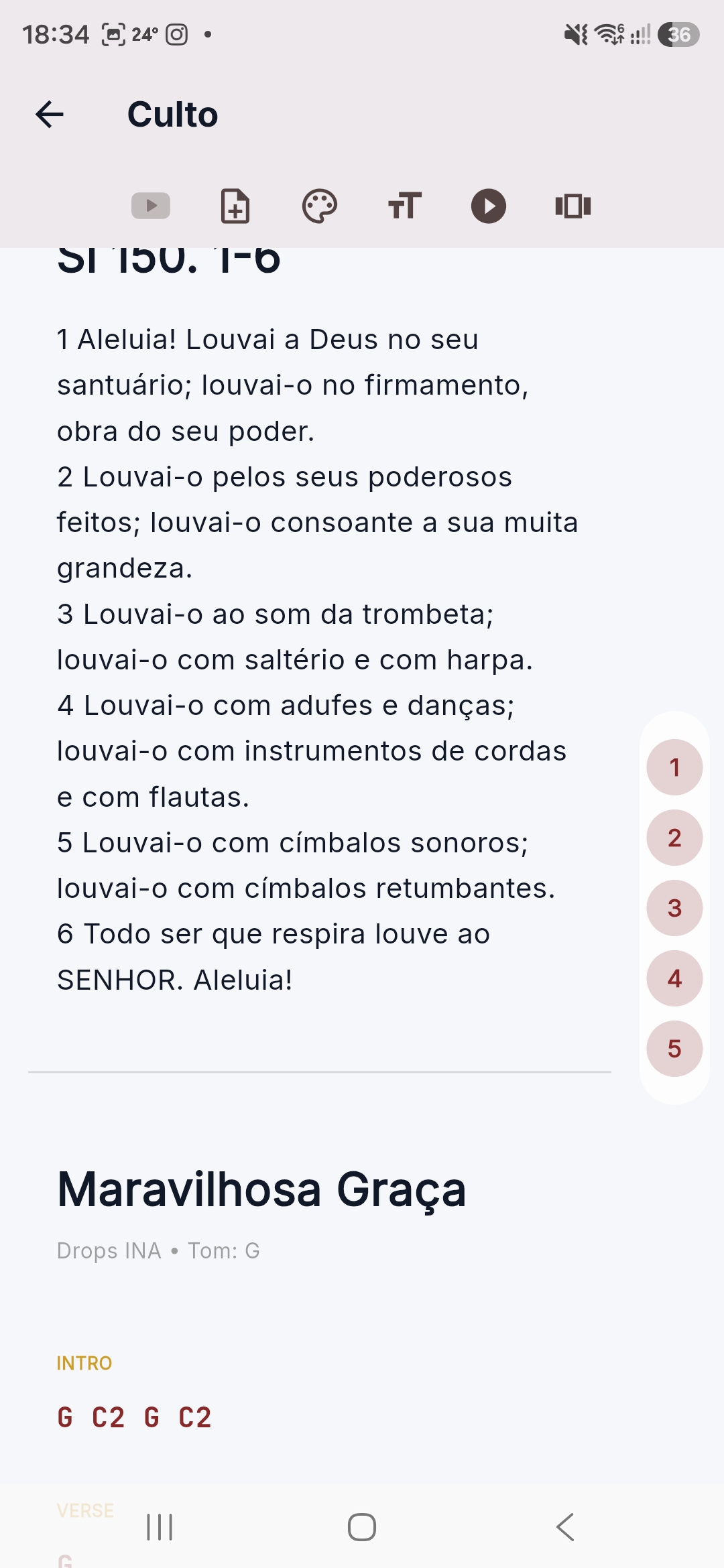 Modo apresentação com leitura bíblica